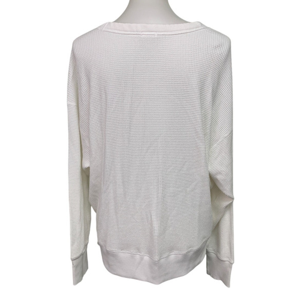 New OFFLINE by Aerie Womens Large Cotton Scoop Neck Long Sleeve Waffled Top - Picture 4 of 6